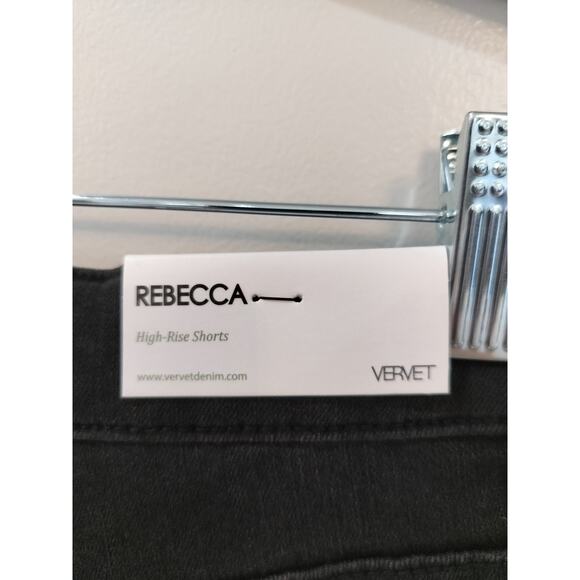 Vervet Black High Rise Distressed Criss Cross Shorts - V2911 - Size Small - Picture 6 of 9